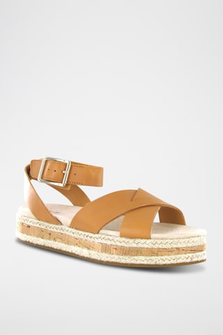 Sandalias de piel con plataforma Botanic - Camel