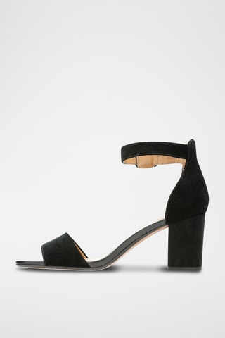 Sandalias de nobuk de tacón Deva - Negro