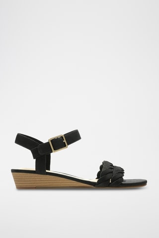Sandalias de nobuk de cuña Mena - Negro