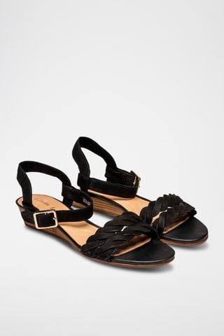 Sandalias de nobuk de cuña Mena - Negro