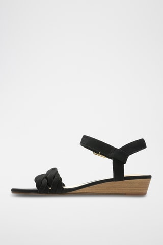 Sandalias de nobuk de cuña Mena - Negro