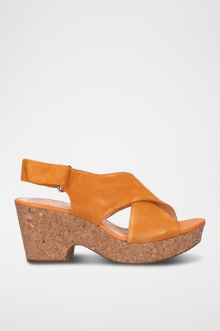 Sandalias de nobuk de tacón Maritsa Lara - Naranja