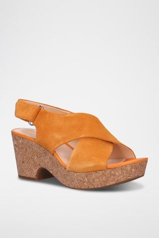 Sandalias de nobuk de tacón Maritsa Lara - Naranja