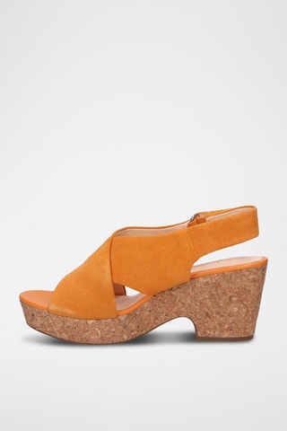 Sandalias de nobuk de tacón Maritsa Lara - Naranja
