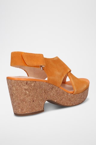 Sandalias de nobuk de tacón Maritsa Lara - Naranja