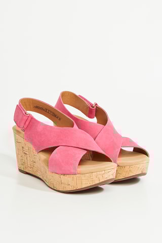 Sandalias de piel de cuña Caslynn - Fucsia