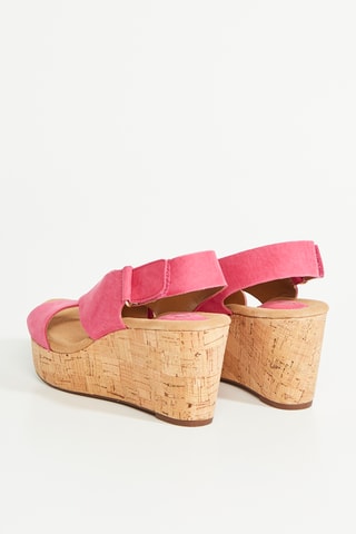 Sandalias de piel de cuña Caslynn - Fucsia