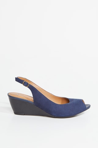 Sandalias de piel de cuña Brielle - Azul marino