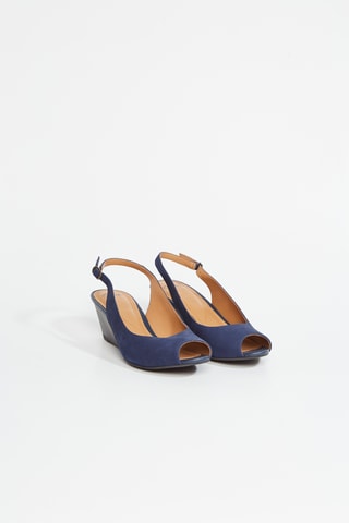 Sandalias de piel de cuña Brielle - Azul marino