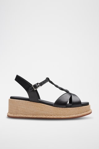 Sandalias de piel de cuña Kimmei Twist - Negro