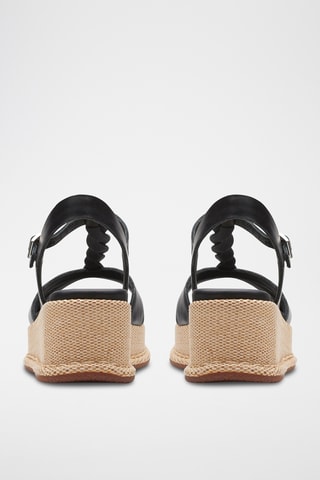 Sandalias de piel de cuña Kimmei Twist - Negro