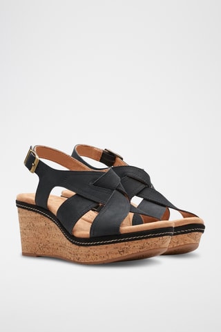 Sandalias de nobuk de cuña Elleri - Negro