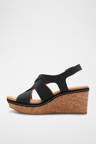 Sandalias de nobuk de cuña Elleri - Negro