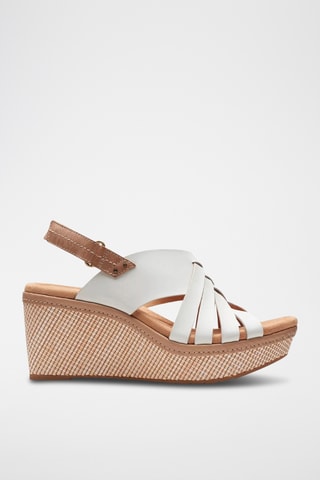 Sandalias de piel de cuña Elleri - Blanco