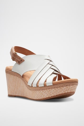 Sandalias de piel de cuña Elleri - Blanco