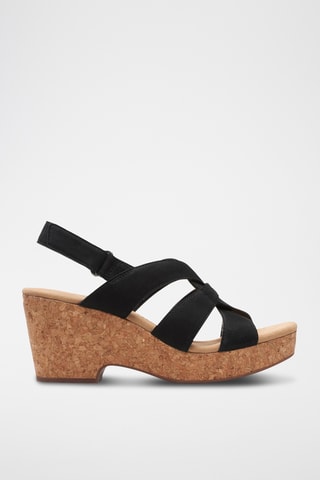 Sandalias de nobuk de tacón Giselle - Negro