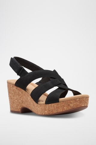 Sandalias de nobuk de tacón Giselle - Negro