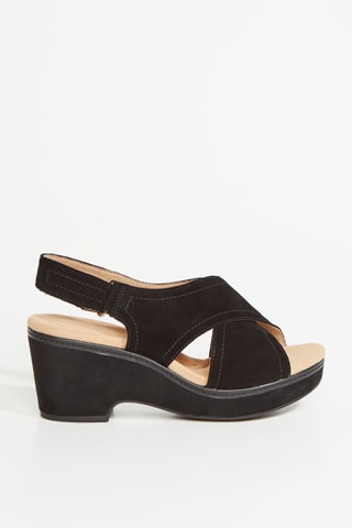 Sandalias de nobuk de tacón Giselle - Negro