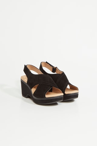 Sandalias de nobuk de tacón Giselle - Negro