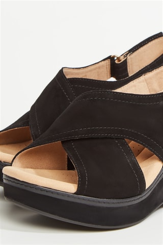Sandalias de nobuk de tacón Giselle - Negro