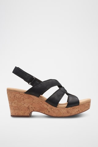 Sandalias de piel de tacón Giselle - Negro