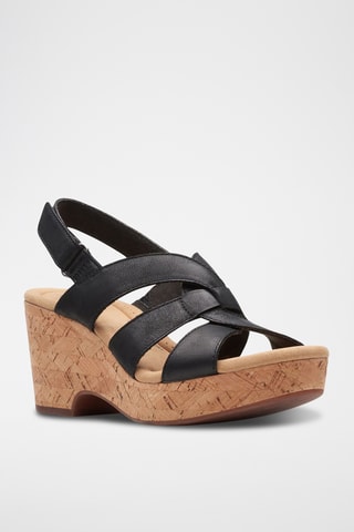 Sandalias de piel de tacón Giselle - Negro