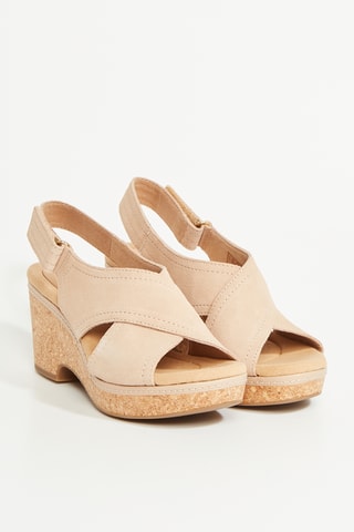 Sandalias de nobuk de tacón Giselle - Beige claro