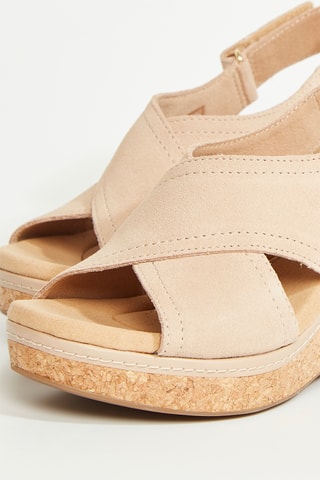 Sandalias de nobuk de tacón Giselle - Beige claro