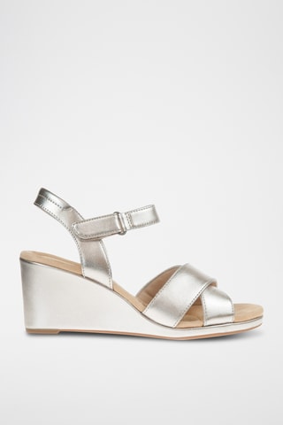 Sandalias de piel de cuña Tulip Gem - Plateado