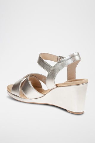 Sandalias de piel de cuña Tulip Gem - Plateado