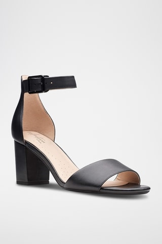 Sandalias de piel de tacón Deva Mae - Negro