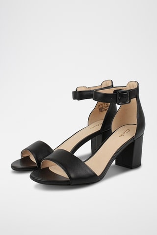 Sandalias de piel de tacón Deva Mae - Negro