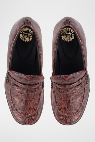 Mocasines de piel de tacón Cur - Marrón