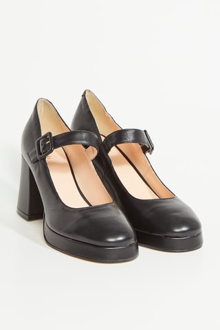 Babies de piel de tacón Patema Strap - Negro