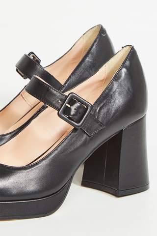 Babies de piel de tacón Patema Strap - Negro