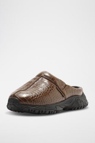 Zuecos de piel con plataforma Cur - Marrón