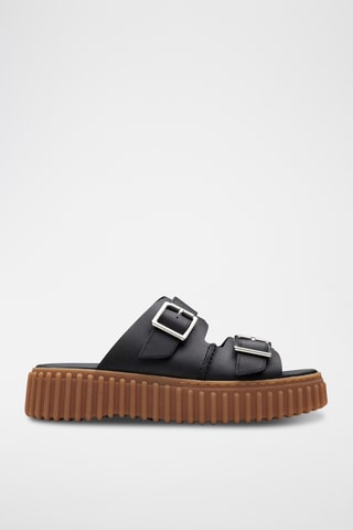 Sandalias de piel con plataforma Torhill Slide - Negro