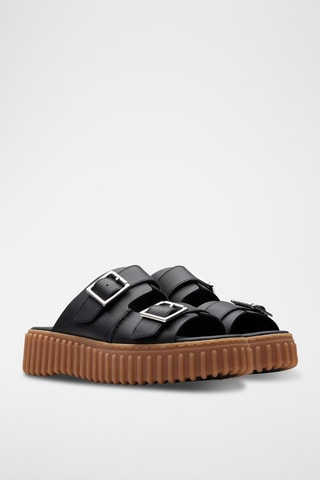 Sandalias de piel con plataforma Torhill Slide - Negro