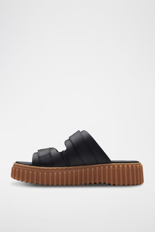 Sandalias de piel con plataforma Torhill Slide - Negro