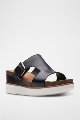 Sandalias de piel de cuña Lizby Ease - Negro