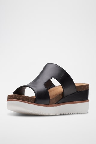 Sandalias de piel de cuña Lizby Ease - Negro