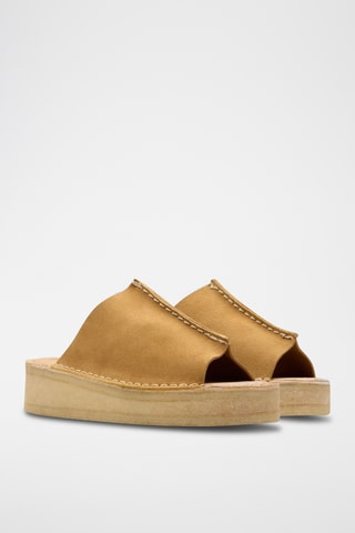 Sandalias de nobuk con plataforma Wedge - Marrón claro