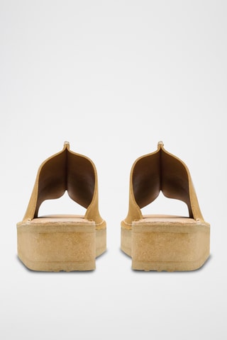 Sandalias de nobuk con plataforma Wedge - Marrón claro