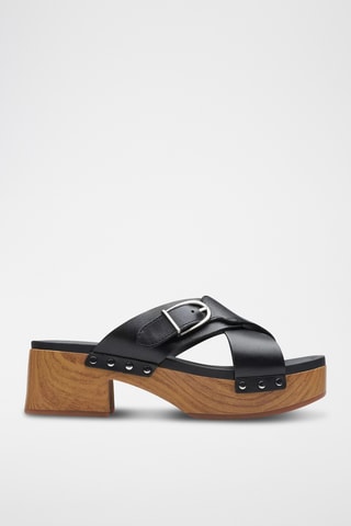 Sandalias de piel de tacón Sivanne Walk - Negro