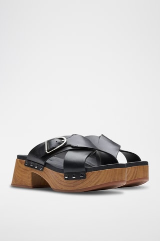 Sandalias de piel de tacón Sivanne Walk - Negro