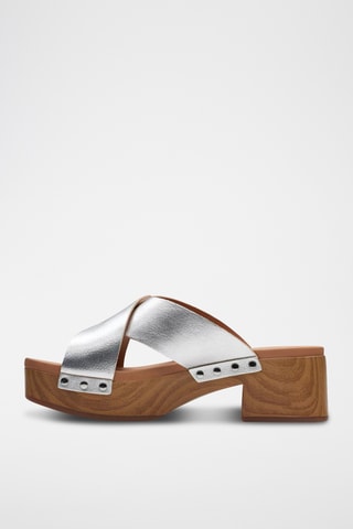 Sandalias de piel de tacón Sivanne Walk - Plateado