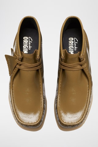 Botines bajos de piel de charol Wallabee - Verde oliva