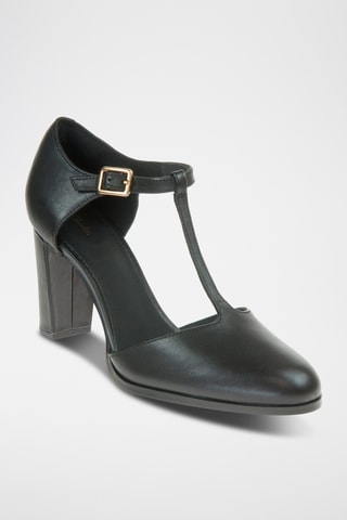 Salomés de piel de tacón Kaylin85 - Negro