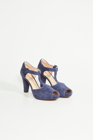 Salomés de nobuk de tacón Kendra - Azul marino