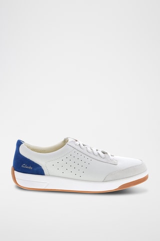 Zapatillas de piel Hero - Blanco y azul cobalto